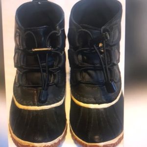 Sorel out about waterproof black leather ankle boots